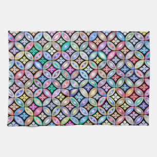 Elegantes farbenfrohes abstraktes Buntglas-Muster Geschirrtuch