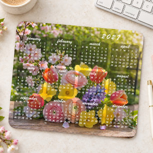 Elegantes, farbenfrohes Blumenbouquet 2027-Kalende Mousepad