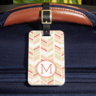 Elegantes, farbenfrohes Chevron-Muster mit Monogra Gepäckanhänger