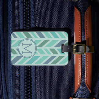 Elegantes, farbenfrohes Chevron-Muster mit Monogra Gepäckanhänger