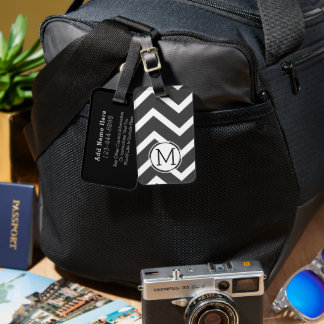 Elegantes, farbenfrohes Chevron-Muster mit Monogra Gepäckanhänger
