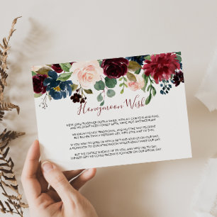 Elegantes farbenfrohes florales Hochzeitswunsch-Ge Begleitkarte