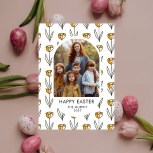 Elegantes farbenfrohes oval florales Oster-Familie Feiertagskarte