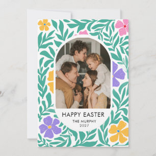 Elegantes farbenfrohes oval florales Oster-Familie Feiertagskarte