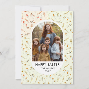 Elegantes farbenfrohes oval florales Ostern Famili Feiertagskarte