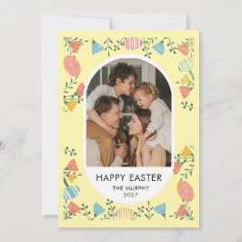 Elegantes farbenfrohes oval florales Ostern Famili Feiertagskarte