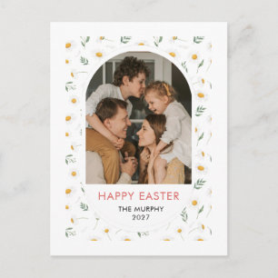 Elegantes farbenfrohes oval florales Ostern Famili Feiertagspostkarte