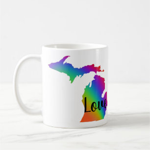 Elegantes, farbenfrohes Regenbogendesign in Michig Kaffeetasse