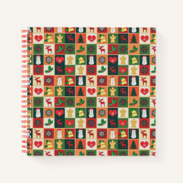 Elegantes, farbenfrohes Weihnachtsmuster | Noteboo Notizbuch