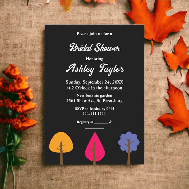 Elegantes farbenprächtiges Schwarzes Brautparty Einladung (Von Creator hochgeladen)