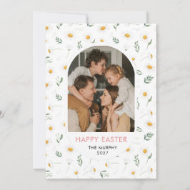 Elegantes Farbige Oval Florales Oster-Familienfoto Feiertagskarte