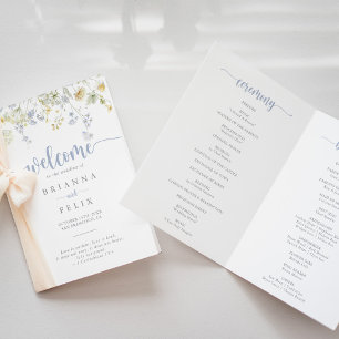 Elegantes farbiges Hochzeitsprogramm für Wildblume Programm