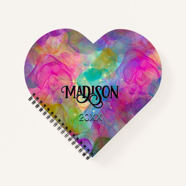 Elegantes farbiges Marmorkunstmonogramm Notizbuch (Vorderseite)