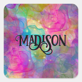 Elegantes farbiges Marmorkunstmonogramm Quadratischer Aufkleber