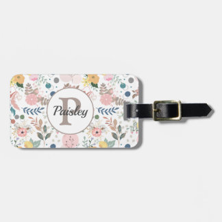 Elegantes farbiges Monogramm des Blumenblattes Gepäckanhänger