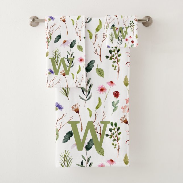 Elegantes farbiges Personalisiertes Monogramm Badhandtuch Set (Insitu)