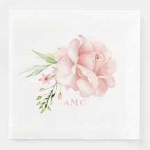 Elegantes Farbmonogramm Rosa Blumendinner