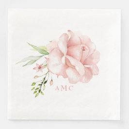 Elegantes Farbmonogramm Rosa Blumendinner Serviette