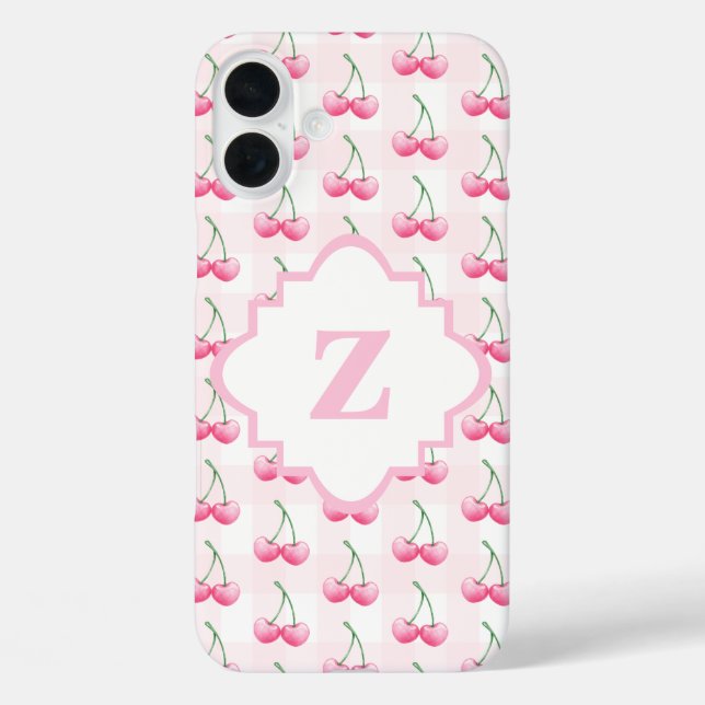 Elegantes Farbrosa Kirschmonogramm Case-Mate iPhone Hülle (Rückseite)