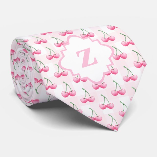 Elegantes Farbrosa Kirschmonogramm Krawatte (Gerollt)