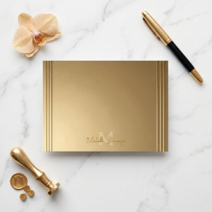 Elegantes Faux-Gold Art Deco Skript Monogramm Mitteilungskarte