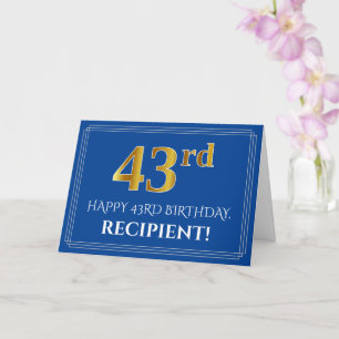 Elegantes Faux-Gold-Design zum 43. Geburtstag, Nam Karte