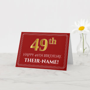 Elegantes Faux-Gold-Design zum "49." Geburtstag, N Karte