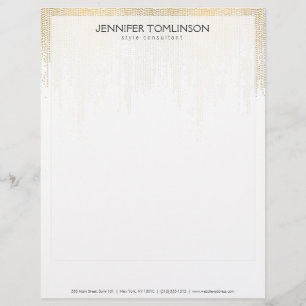 Elegantes Faux-Gold-Konfetti-Punkte-Muster Schwarz Briefbogen