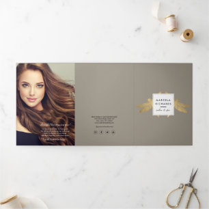 Elegantes Faux-Gold-Libellen-Duo-Taupe-Broschüre Dreifach Gefaltete Karte