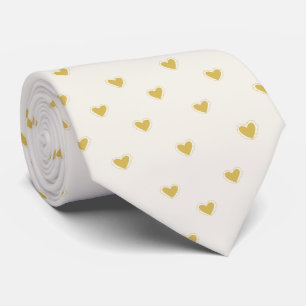 Elegantes Faux-Gold-Miniatur-Herzen-Muster Creme N Krawatte