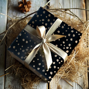 Elegantes Faux-Gold- und schwarzes Punktmuster Geschenkpapier Set