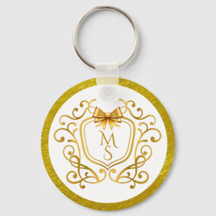 Elegantes faux Goldfolie-Monogramm-Hochzeitsgesche Schlüsselanhänger