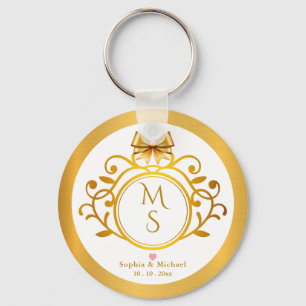 Elegantes faux Goldfolie-Monogramm-Hochzeitsgesche Schlüsselanhänger