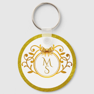 Elegantes faux Goldfolie-Monogramm-Hochzeitsgesche Schlüsselanhänger