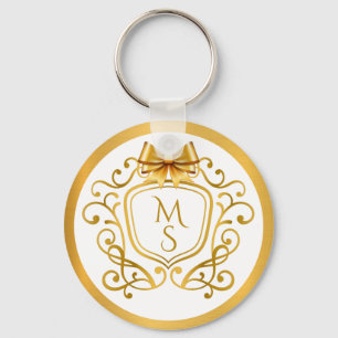 Elegantes faux Goldfolie-Monogramm-Hochzeitsgesche Schlüsselanhänger