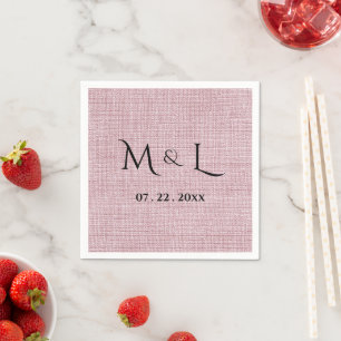 Elegantes Faux-Leinen-Rosé-Monogramm Serviette