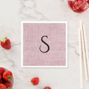 Elegantes Faux-Leinen-Rosé-Monogramm Serviette