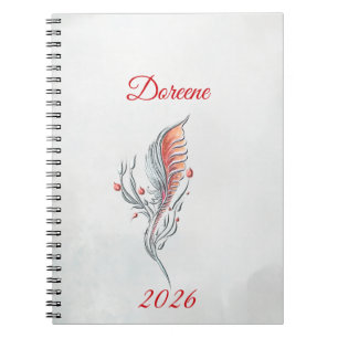Elegantes Feder-Blumen-Watercolour-Notizbuch Notizblock