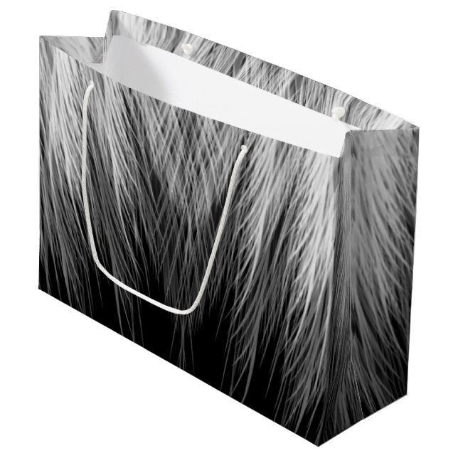 Elegantes Federmuster Große Geschenktüte (Vorderseite Schrägansicht)