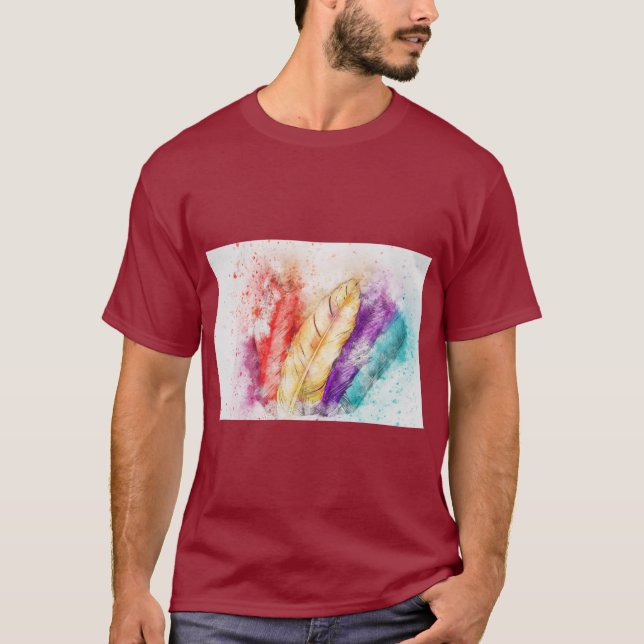 Elegantes Federn Grafik T-Shirt (Vorderseite)