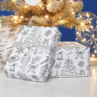 Elegantes Feiertags-Gekritzel-Geschenkpapier Geschenkpapier