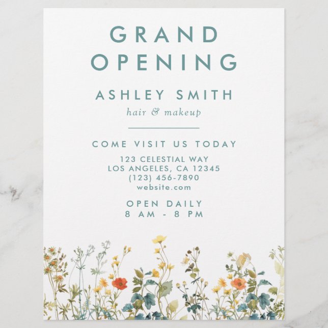 Elegantes Feld für Wildblumen Flyer (Vorne)