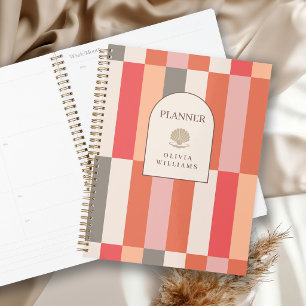 Elegantes feminin gestreiftes Muster personalisier Planer