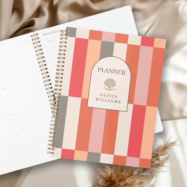Elegantes feminin gestreiftes Muster personalisier Planer (Von Creator hochgeladen)