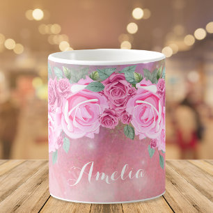 Elegantes Feminine Romantisches Rosenangebot Kaffeetasse