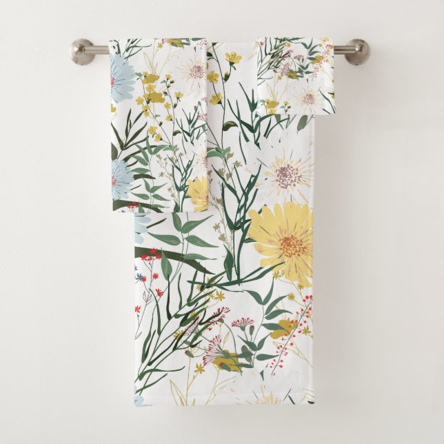 Elegantes feminines Design l Botanical l White Ivo Badhandtuch Set (Insitu)