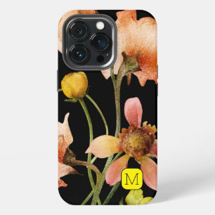 elegantes, feminines Initial-Design mit schwarzen iPhone 13 Pro Hülle
