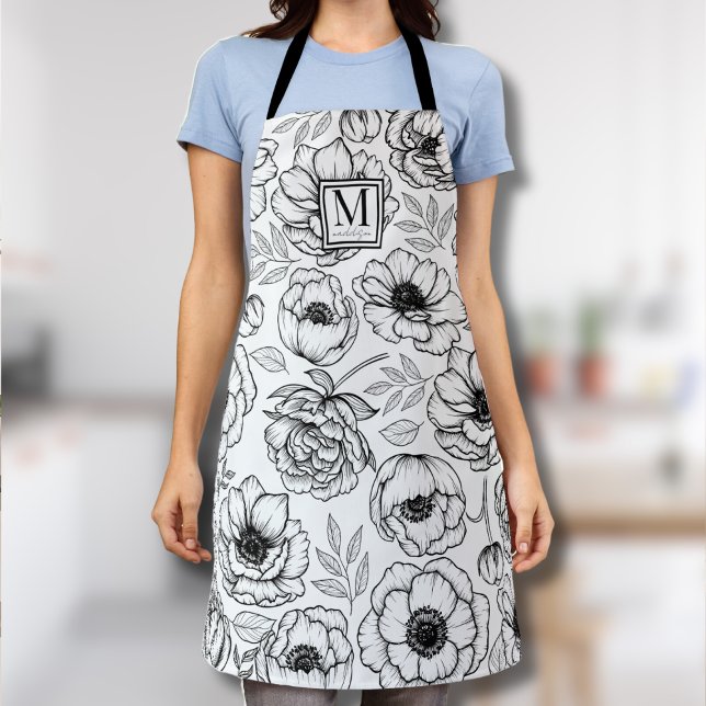 Elegantes feminines Monogramm Schürze (Elegant Feminine Monogram Apron)