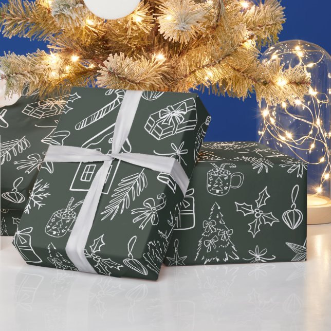 Elegantes Ferien-Gekritzel-Geschenkpapier Geschenkpapier (Feiertage)