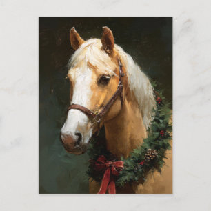 Elegantes Ferienpferd mit Kranz Postkarte